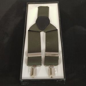 MEN'S FERRECCI SOLID HUNTER GREEN CLIP END SUSPENDERS.